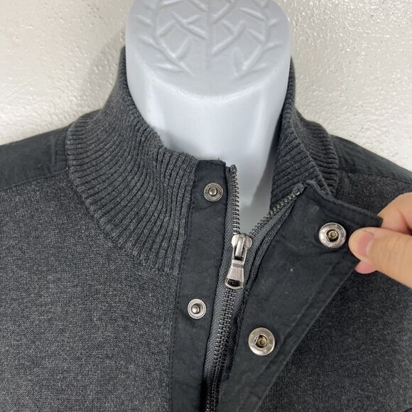 Refectory London Sweater Jacket Men Extra Large Grey Black Snap Button Zip Knit - Picture 8 of 13